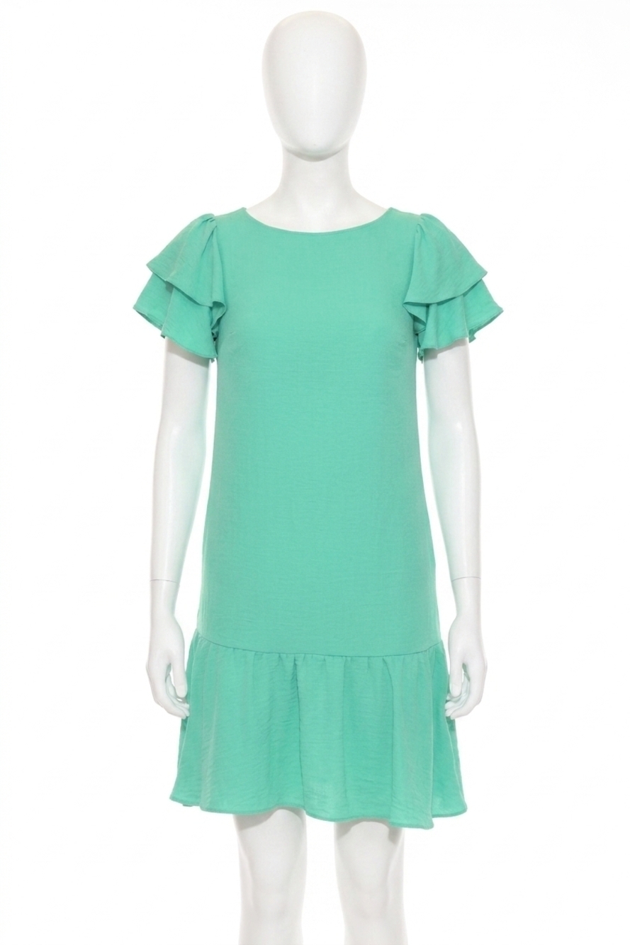 NEW JOSEPH RIBKOFF ruffled flounce shift dress in garden green